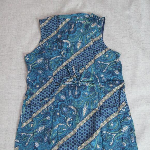 Norton McNaughton Dress Womens Size PL Blue Paisley Boho Side Slits Maxi Hipster - Picture 5 of 10